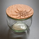 Weckglas mit Edelweiss-Schnitzerei