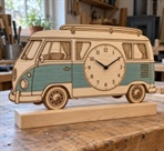 Bulliuhr aus Holz – Retro-Camper mit Uhr,...
