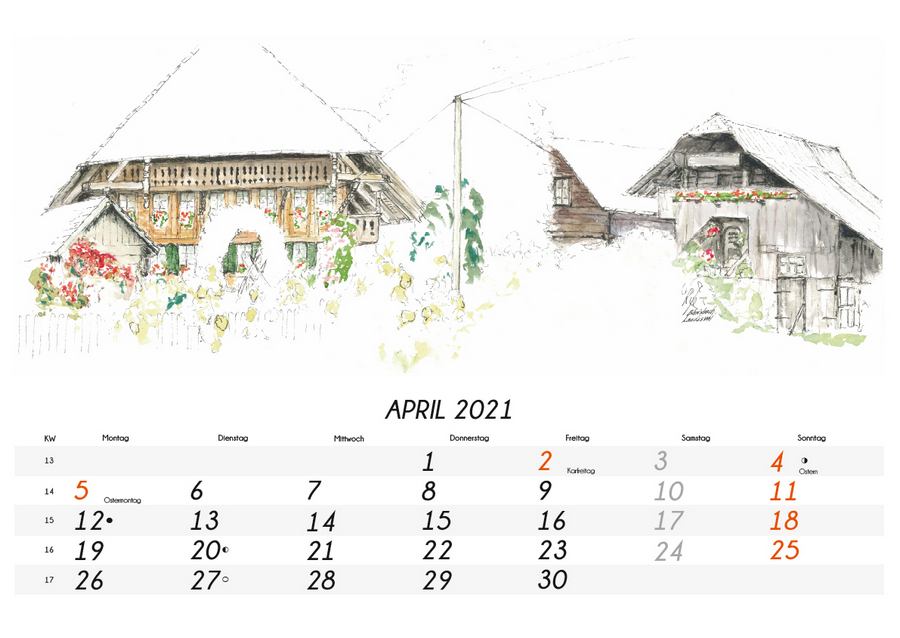 Kalender 2021 Emmentaler Skizzen emmentaler kalender 2021