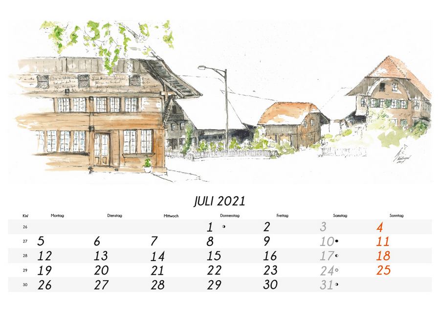 Kalender 2021 Emmentaler Skizzen emmentaler kalender 2021